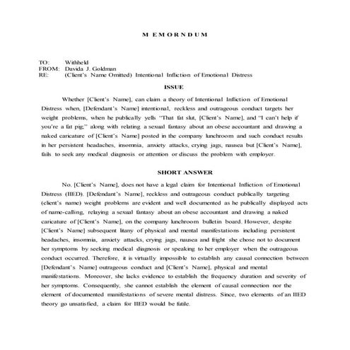 Writing Sample Goldman Memo IIED Pleading