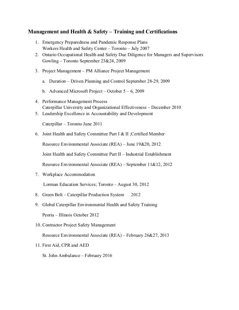 Management And Health Safety Training And Certifications -