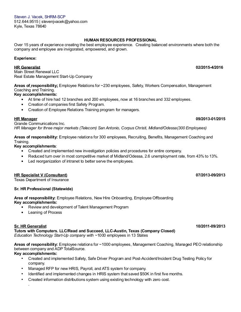 vacek steven shrm scp resume final executive assistant job description resume