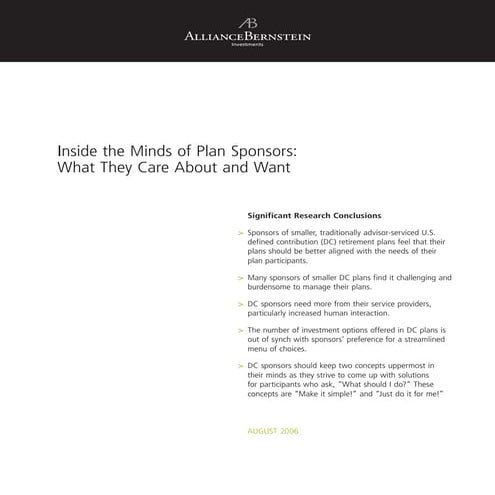 Plan sponsor white paper 0906