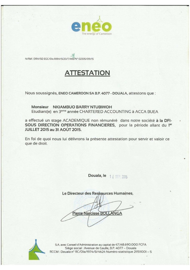 Example of an attestation statement picture