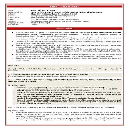CV OF M. SEKAR - EX - CISF | DOC