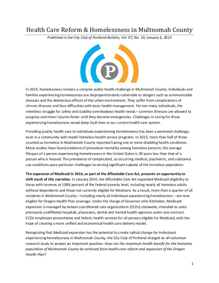 Healthcare Reform And Homelessness