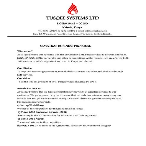 SEMATIME BUSINESS PROPOSAL