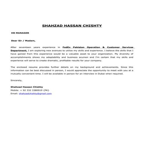 Updated Resume ShahzadChishty 2014