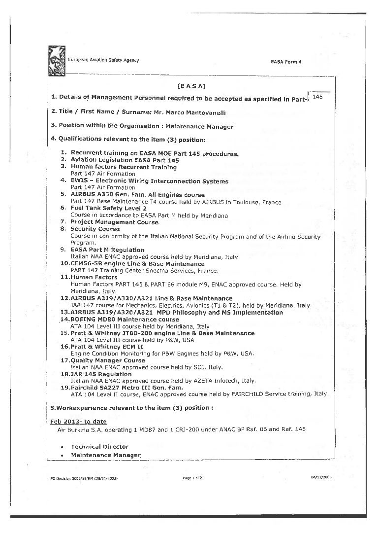 20141024 EASA Part145 Form 4 signé EASA