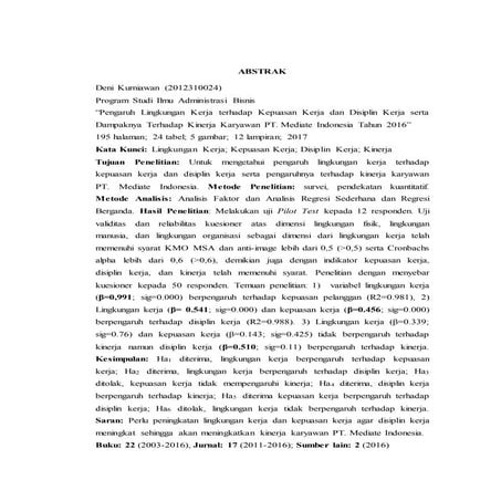 Contoh Abstrak Skripsi Kuantitatif | PDF