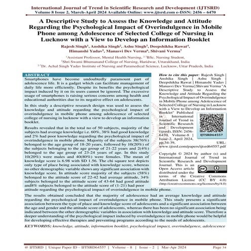 A Descriptive Study to Assess the Knowledge and Attitude Regarding the ...