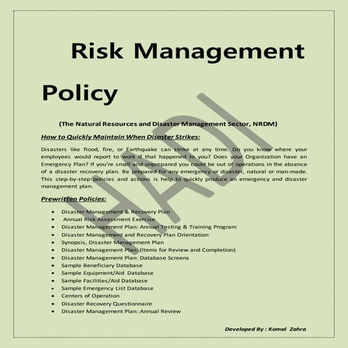 Risk Management Policy (NRDM) | DOCX