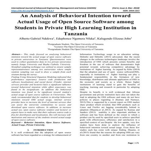 An Analysis of Behavioral Intention toward Actual Usage of Open Source Softwa...