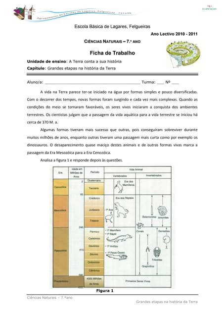 Ficha de Trabalho "Grandes Etapas d...