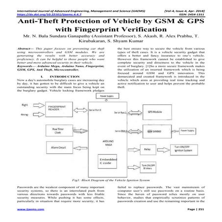 Anti-Theft Protection of Vehicle by GSM & GPS with Fingerprint Verification