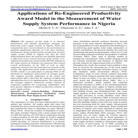 Applications of Re-Engineered Productivity Award Model in the Measurement of ...