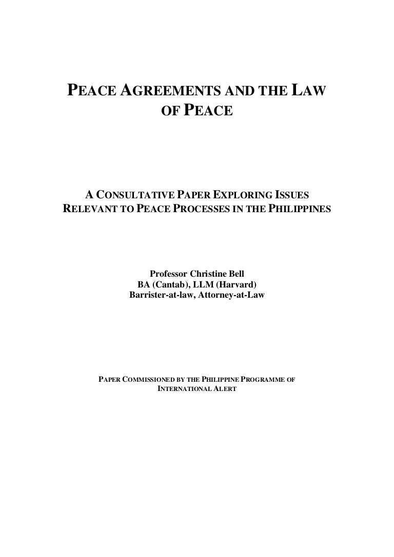 Peace Agreements and the Law of Peace