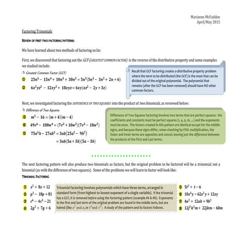 trinomials factoring