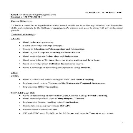 Resume_Shruti Shidling_BE IN CSE_2015_completed course on JAVA_JEE_Spring