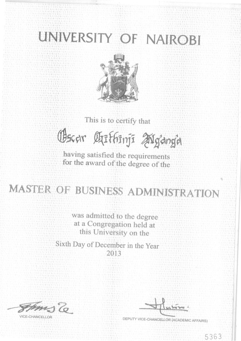 UoN masters degree certificate UoN masters degree certificate
