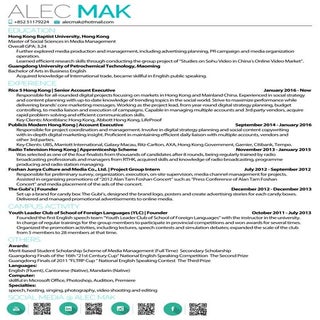 Resume of Alec Mak