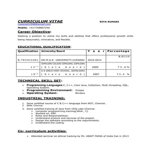 RIYA RESUME