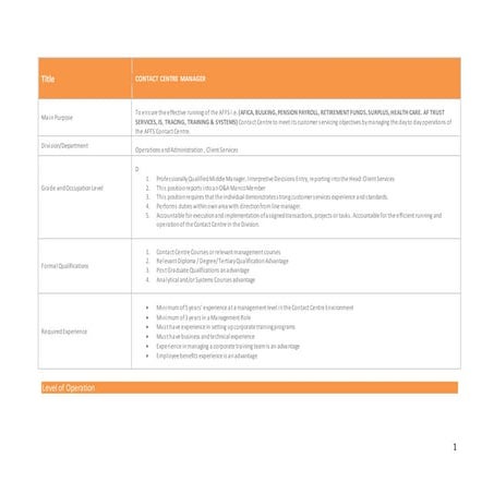 Contact Centre Manager