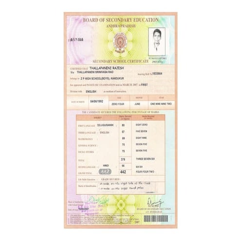tenth class marks card | PDF
