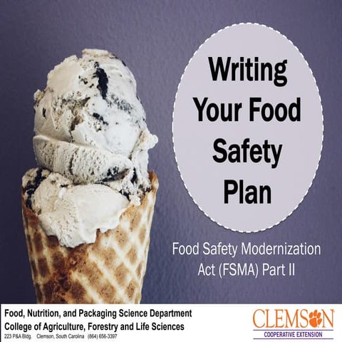 Writing Your Food Safety Plan- NICRA 