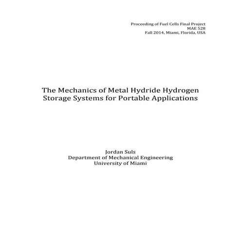 Mechanics of metal hydrides for hydrogen storage | PDF