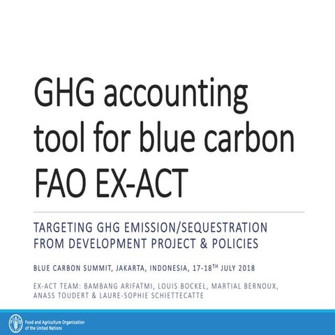 GHG Accounting Tool for Blue Carbon FAO EX-ACT