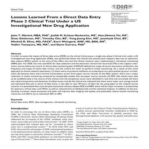 Lessons Learned From a DDE Phase 2 CT, 2012