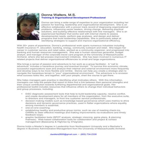 Bio Donna Walters 121015 PDF Business Administration Business