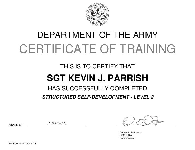 structured self development level 2 da form 87