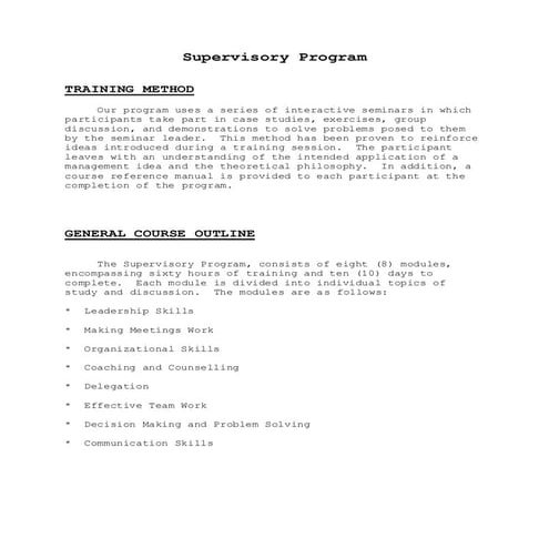 Supervisory Program