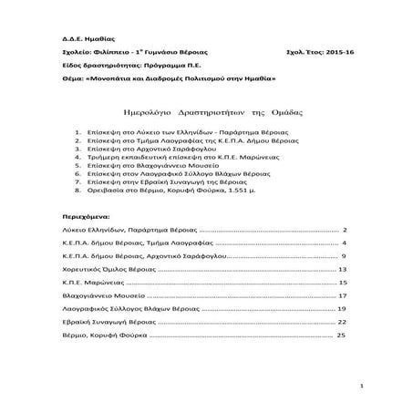 Ημερολόγιο Δραστηριοτήτων Π.Ο. 2015-16