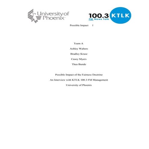 Fairness Doctrine. POL 215. KTLK Interview. Jason Lewis