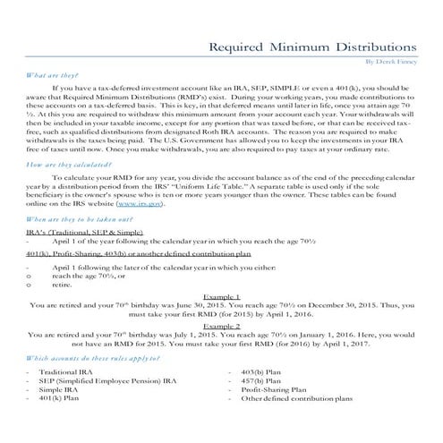 Required Minimum Distributions