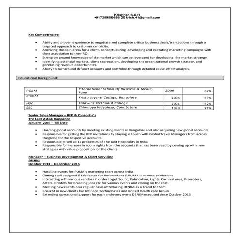 Krishnan S.S.R. - Resume