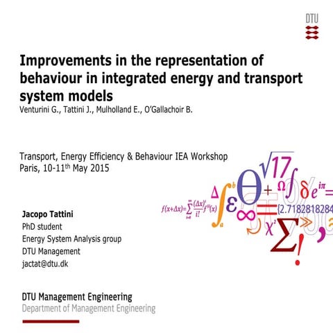 Improvements in the representation of behaviour in integrated energy and tran...