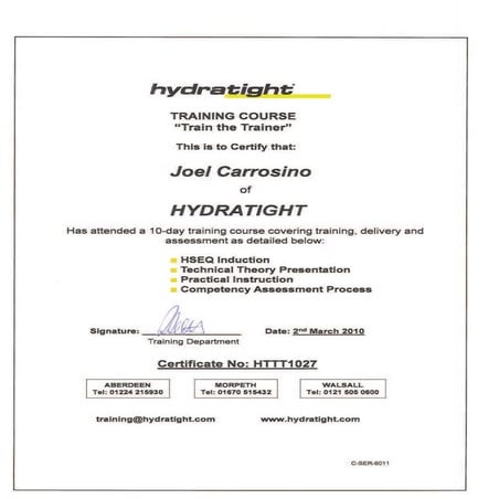 Certificate Train the Trainer | PDF