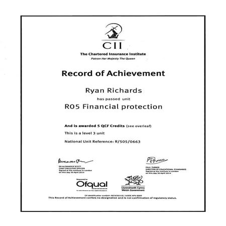 Richards R - Cii R05 Certificate - 09.05.14