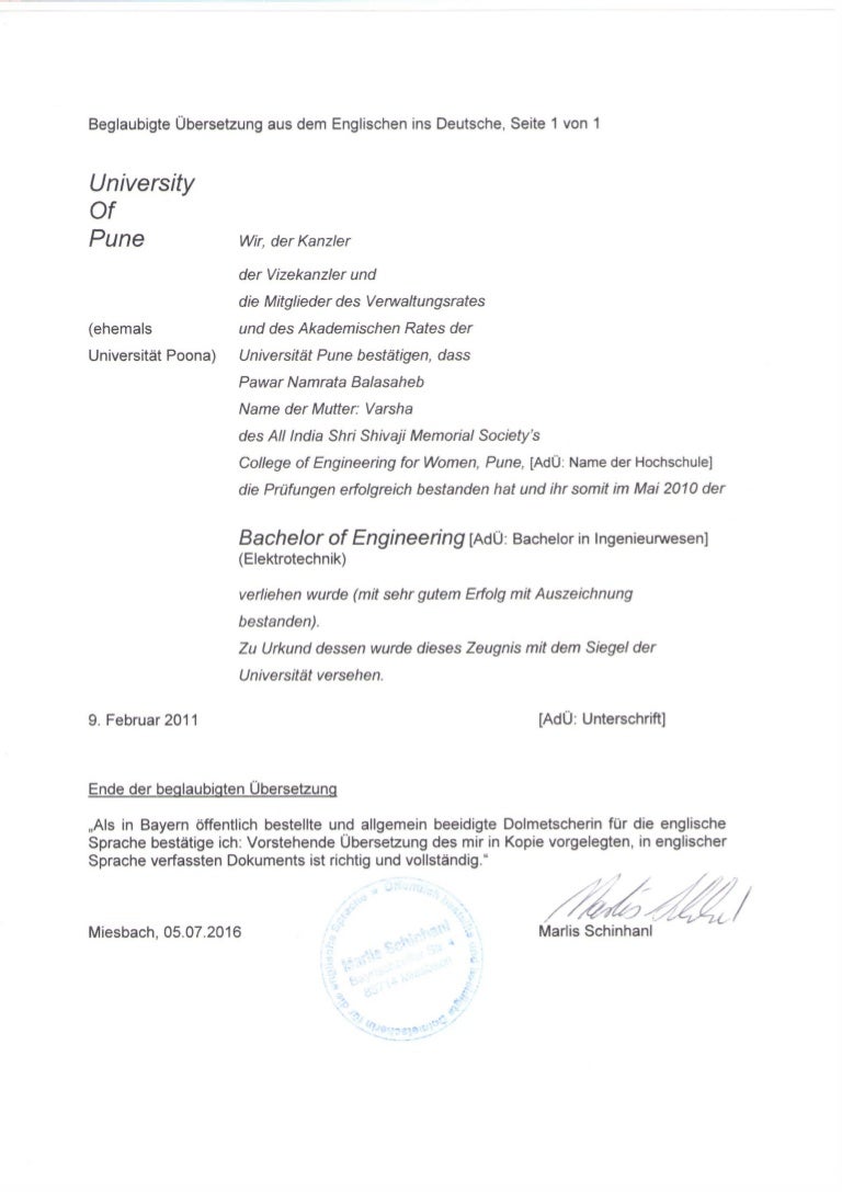 Bachelor Abschlussnachweise