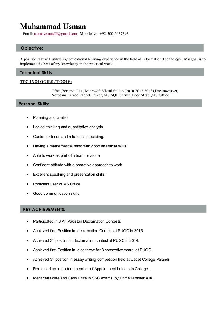 Best curriculum vitae format image