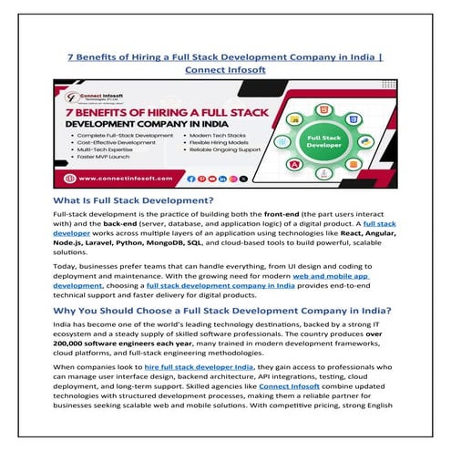 7 Benefits of Hiring a Full Stack Development Company in India-Connect ...