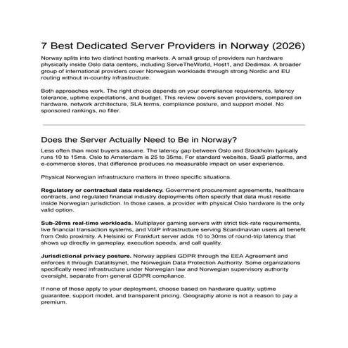 7 Best Dedicated Server Providers in Germany (2026) | PDF