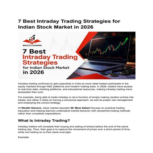 7 Best Intraday Trading Strategies for Indian Stock Market in 2026 | PDF