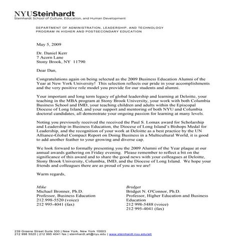 Dan Kerr Alumni Award Letter Electronic 050609