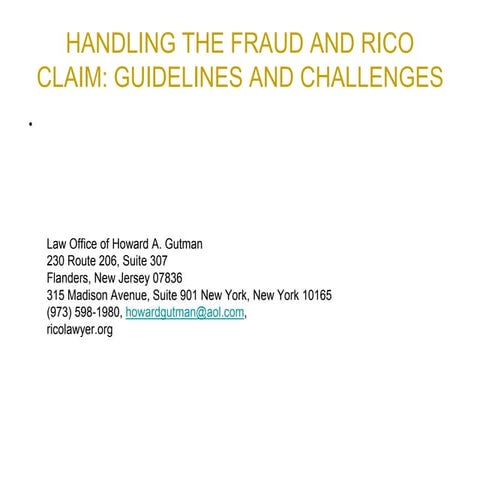 Civil RICO - Racketeer Influenced and Corruption Organizations Act | PPT