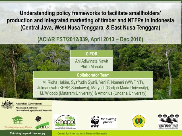 thumbnail of  Understanding policy frameworks to facilitate smallholders' production and integrated marketing of timber and NTFPs in Indonesia