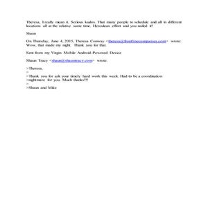 Email of Thanks from Colleague