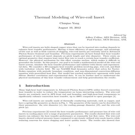 2012 Wire-coil insert - Argonne National Lab project report