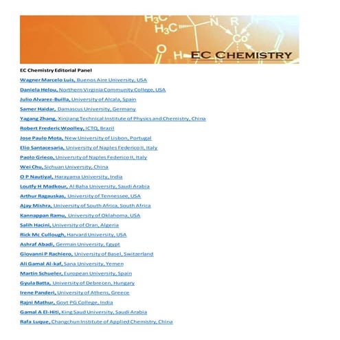 EC Chemistry Editorial Panel